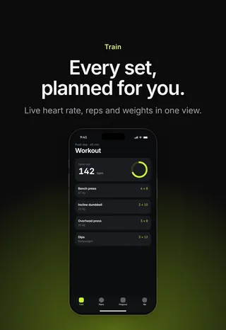 Tempo App Store screenshot 1 in English: Every set, planned for you.
