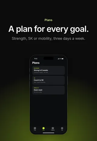 Tempo App Store screenshot 3 in English: A plan for every goal.